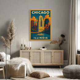 Chicago Skyline Art Deco Poster