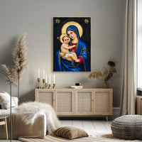 Iconic Mother Mary Holding Jesus Poster