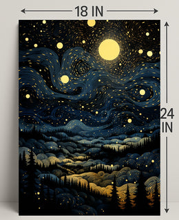 Starry Night Landscape Poster PosterGoat