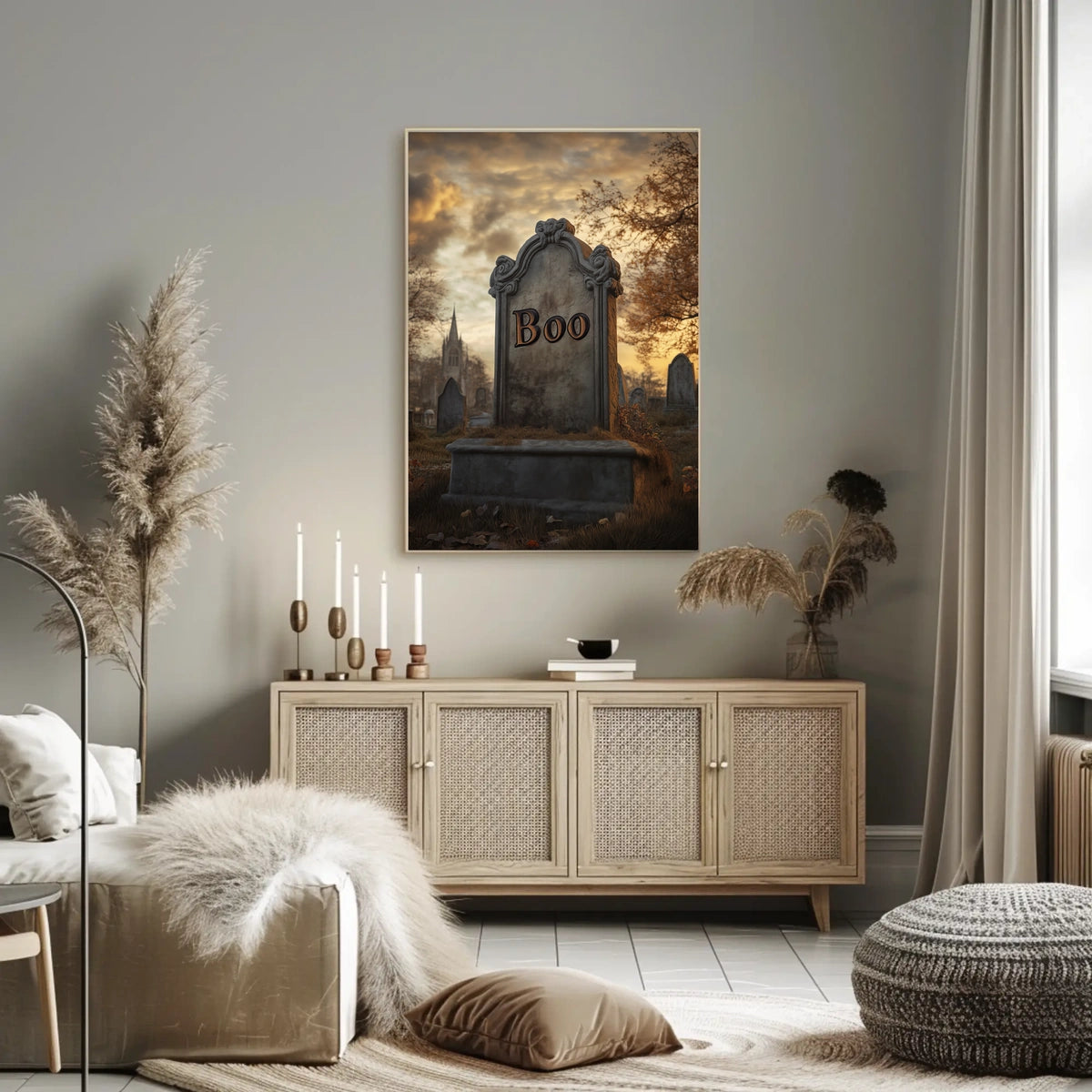 Spooky Graveyard Halloween Tombstone Eerie Poster