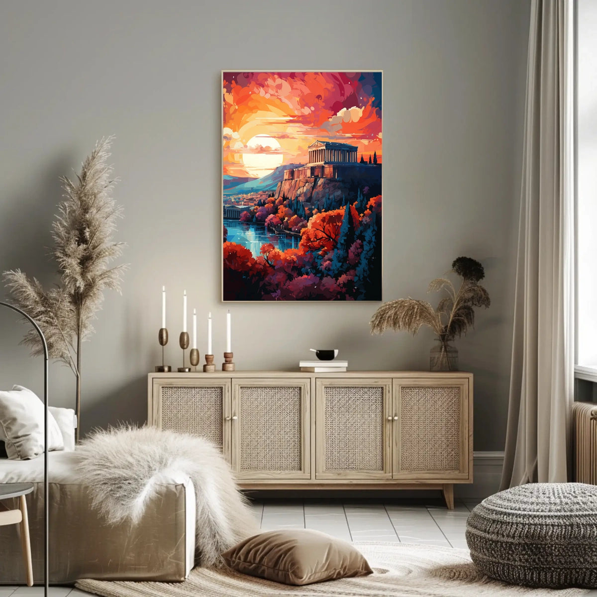 Ancient Greek Temple at Sunset Cultural Heritage Poster