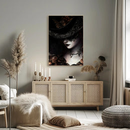 Mysterious Woman in Baroque Elegance Artistic Poster PosterGoat