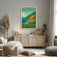 Amalfi Coast Travel Vintage Style Poster