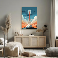 Rocket Launch Adventure: Vintage Space or Astronomy Poster