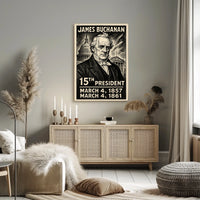 James Buchanan 15th President of the United States B & W Comic Sketch Poster