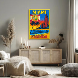Miami, Florida Vibrant Cityscape Poster PosterGoat