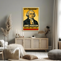 James Madison 4th President of the United States Inked Comic Style Poster