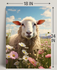 Serene Sheep In Bloom Poster PosterGoat