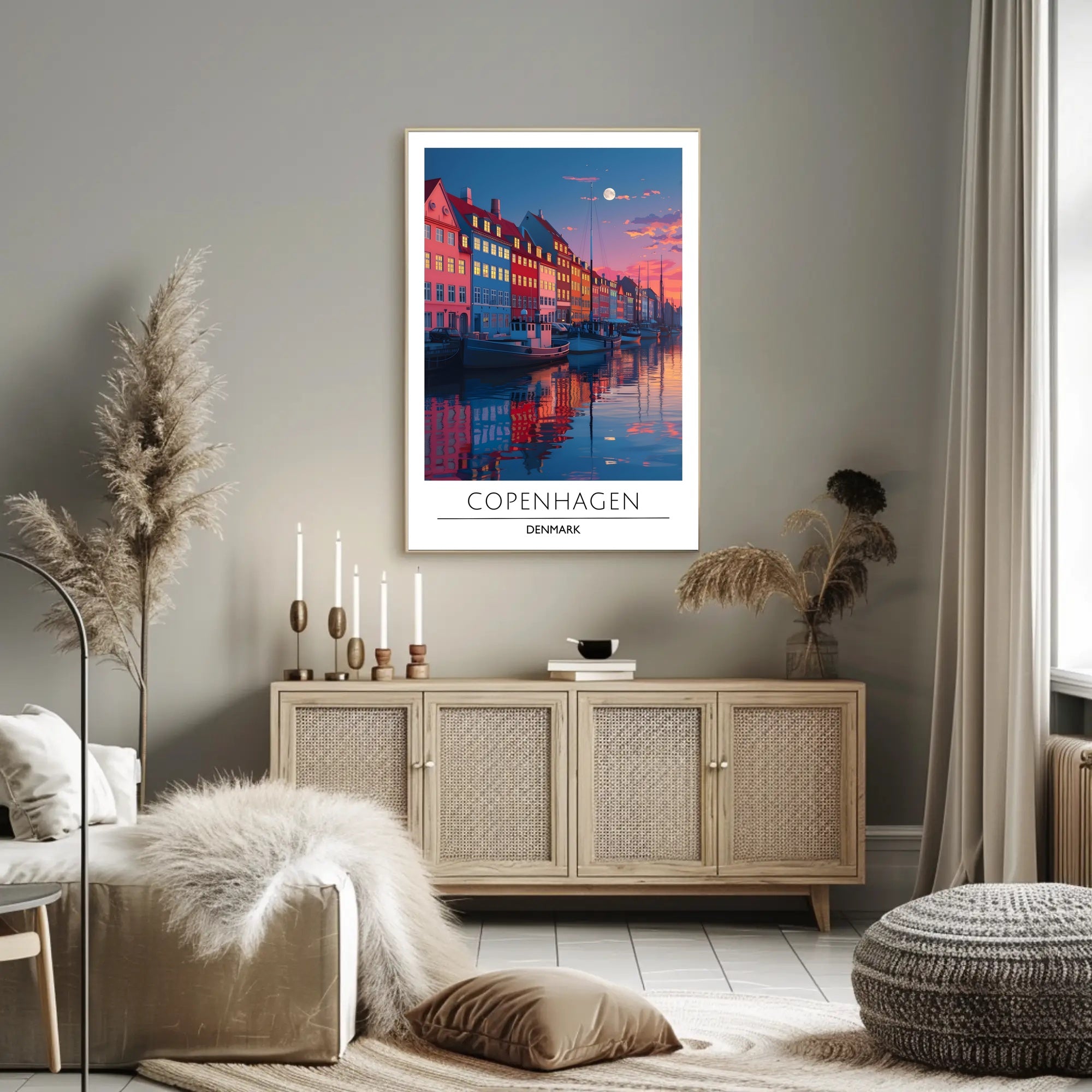 Copenhagen Nyhavn Twilight Scene Urban or Cityscape Poster