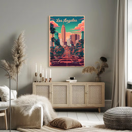 Los Angeles Retro Skyline Poster