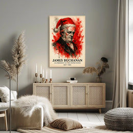 James Buchanan Abstract Watercolor Presidential History Poster