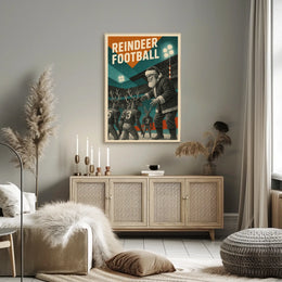 Festive Football Santa Vintage Art Poster
