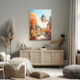 Quaint Architectural Charm in Historic Fall Setting - Travel Poster