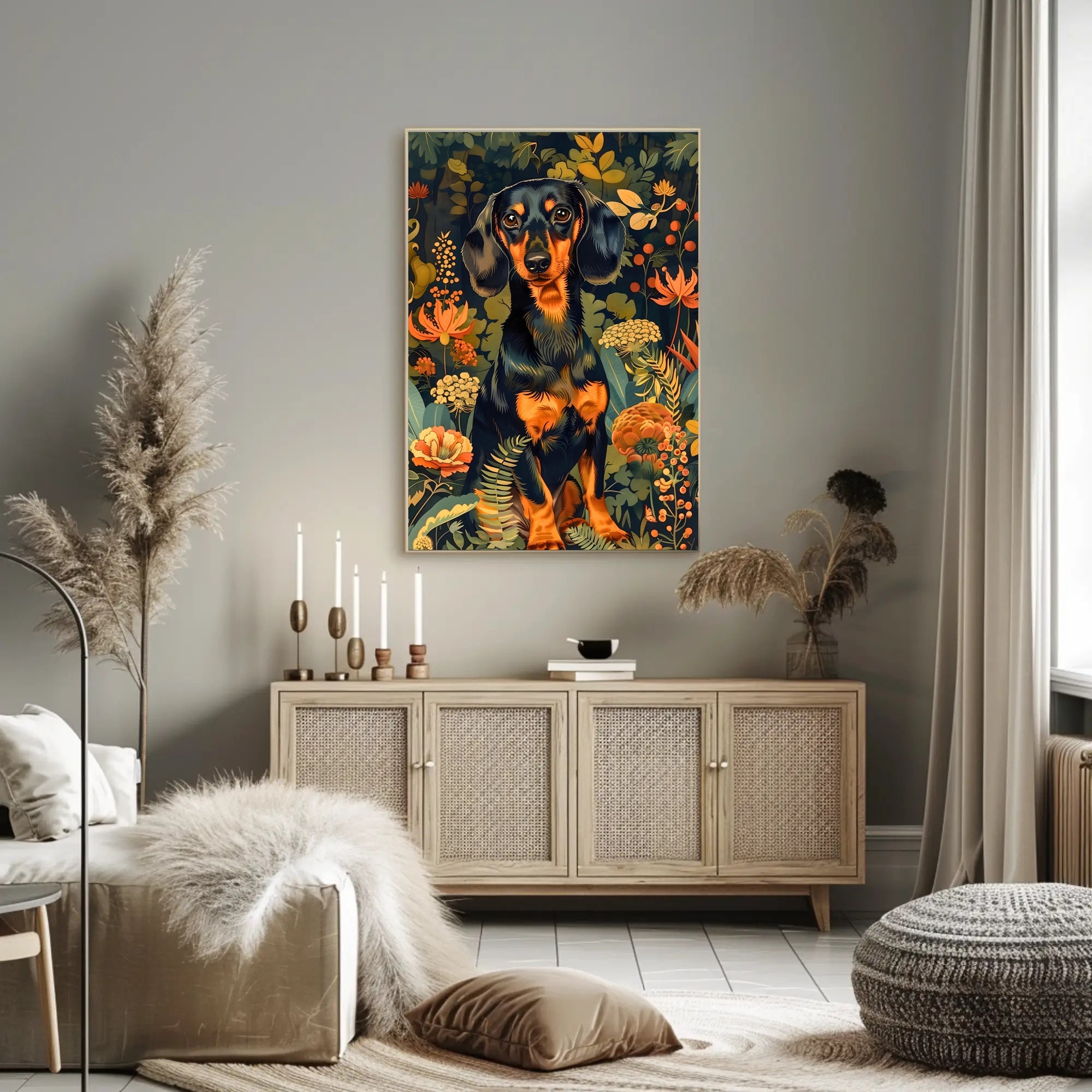 Dachshund in Bloom Wall Art Print