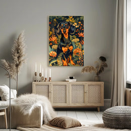 Dachshund in Bloom Wall Art Print