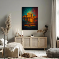 Palace Of Parliament Poster Romania Vintage Travel Art
