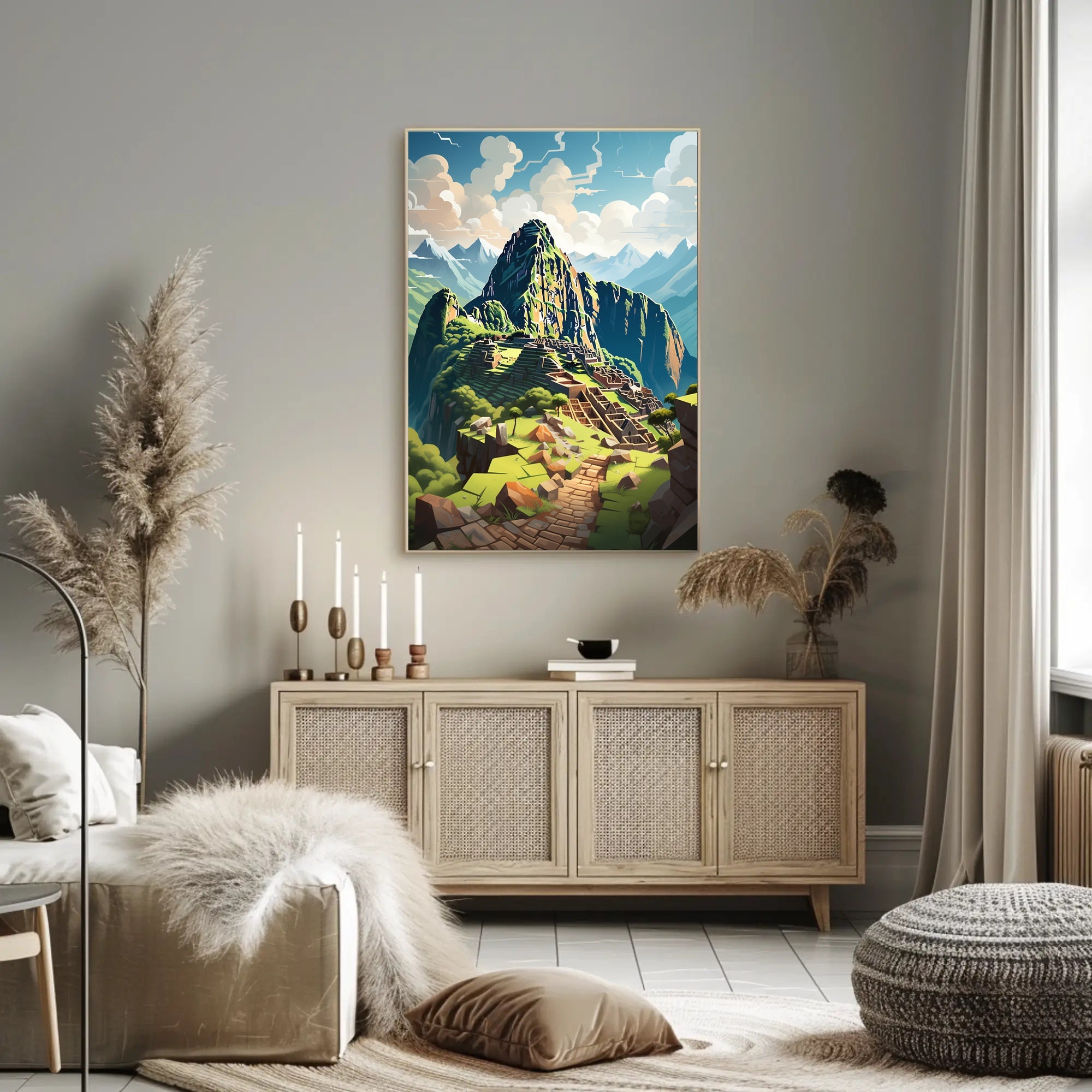 Vibrant Machu Picchu Adventure Art Print Travel Poster