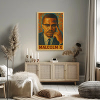 Malcolm X Mosaic Portrait Poster