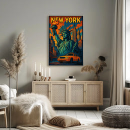 New York Vibes Poster Cityscape Wall Art Print 18x24
