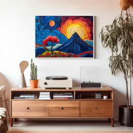 Van Gogh-Inspired Vibrant Mountain Sunrise Poster