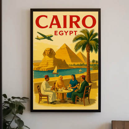 Cairo Egypt Pyramids Sphinx Vintage Culture Travel Poster