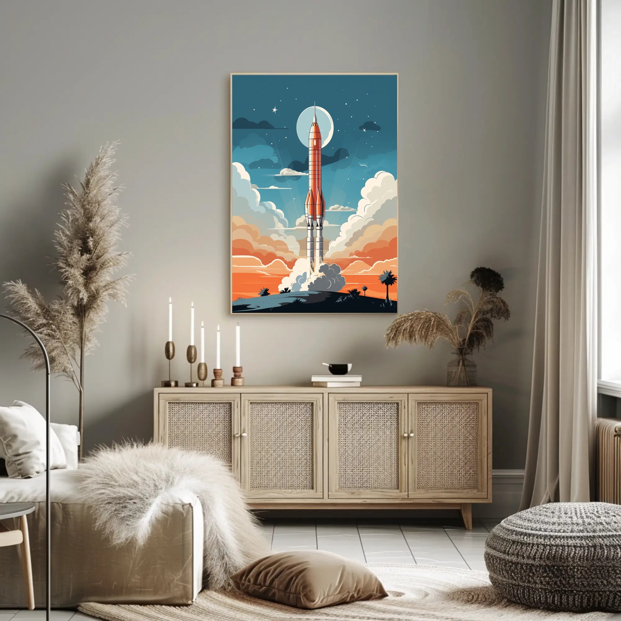Rocket Launch At Dusk Poster