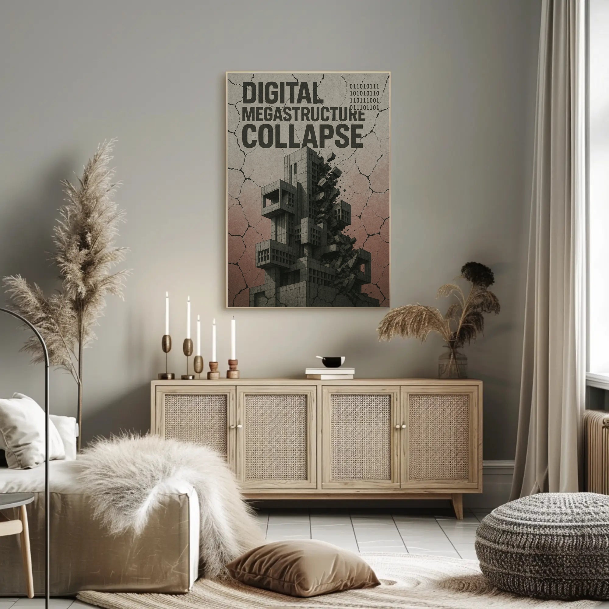 Digital Megastructure Collapse Futuristic Sci-Fi Poster
