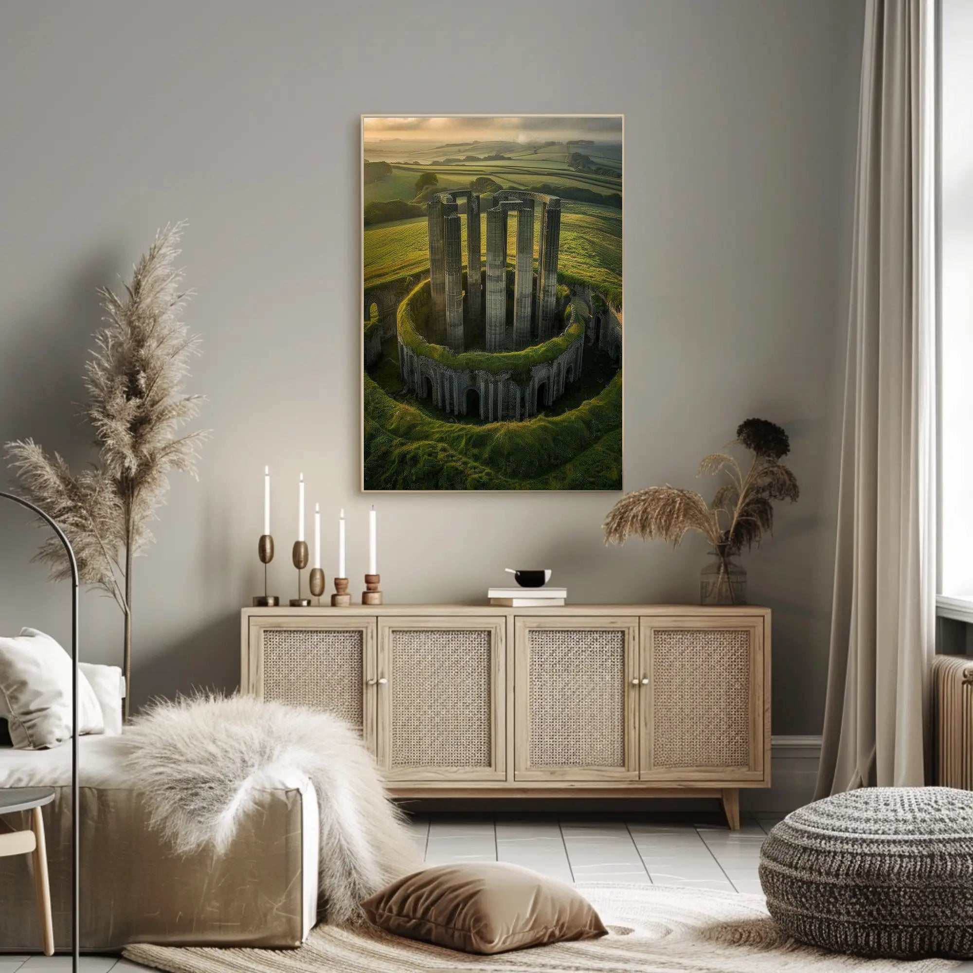 Ancient Ruins in Enchanting Fantasy Landscape Poster PosterGoat