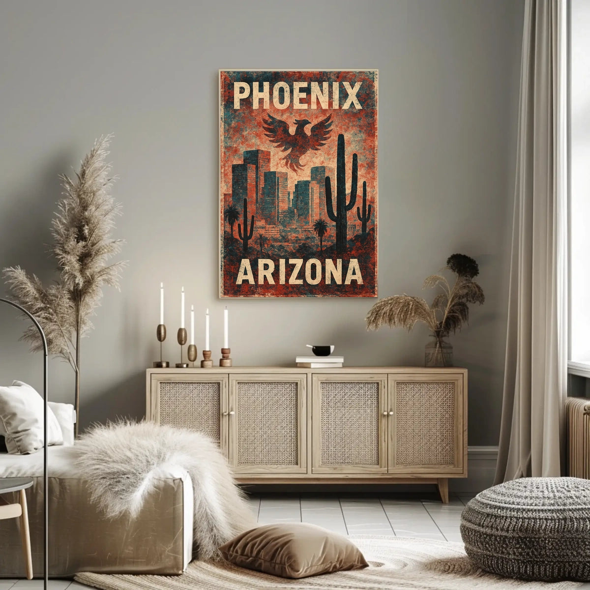 Phoenix Arizona Desert Scenic Vintage Travel Poster