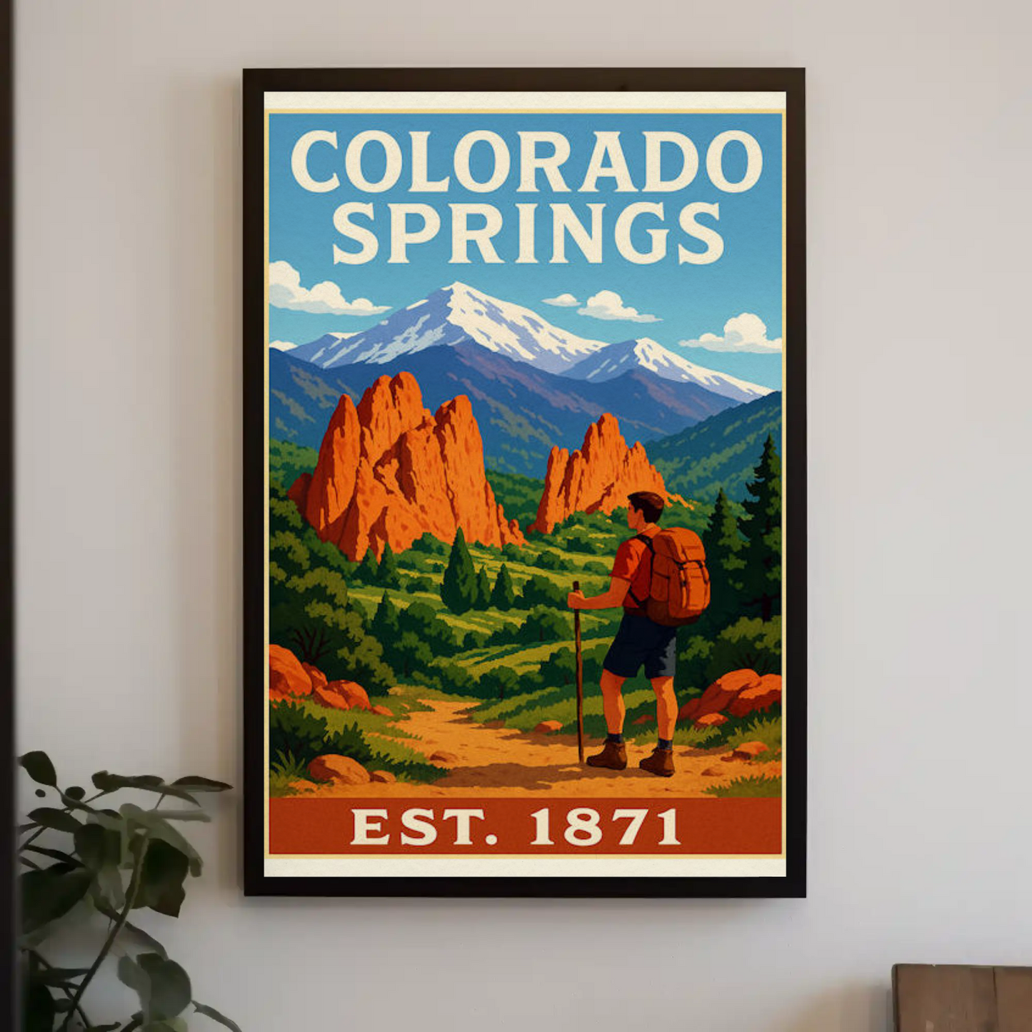 Colorado Springs Red Rocks Hiking Est 1871 Travel Poster