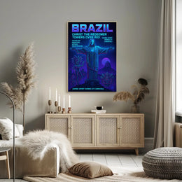 Brazil - Christ the Redeemer and Carnival Celebration Poster PosterGoat