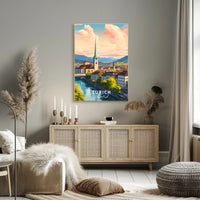 Zurich Cityscape Modern Art Travel Poster