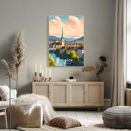 Zurich Cityscape Modern Art Travel Poster