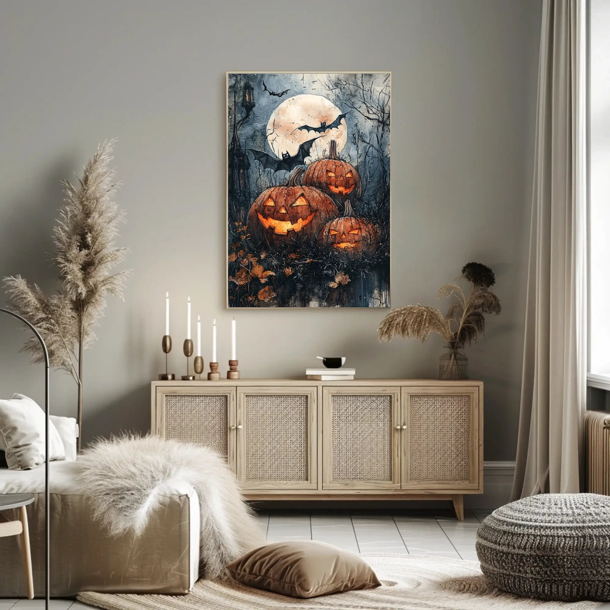 Halloween Moonlit Jack-O’-Lantern Scene Cultural or Heritage Poster