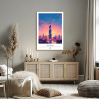 Dubai Sunset Burj Khalifa Urban Cityscape Poster