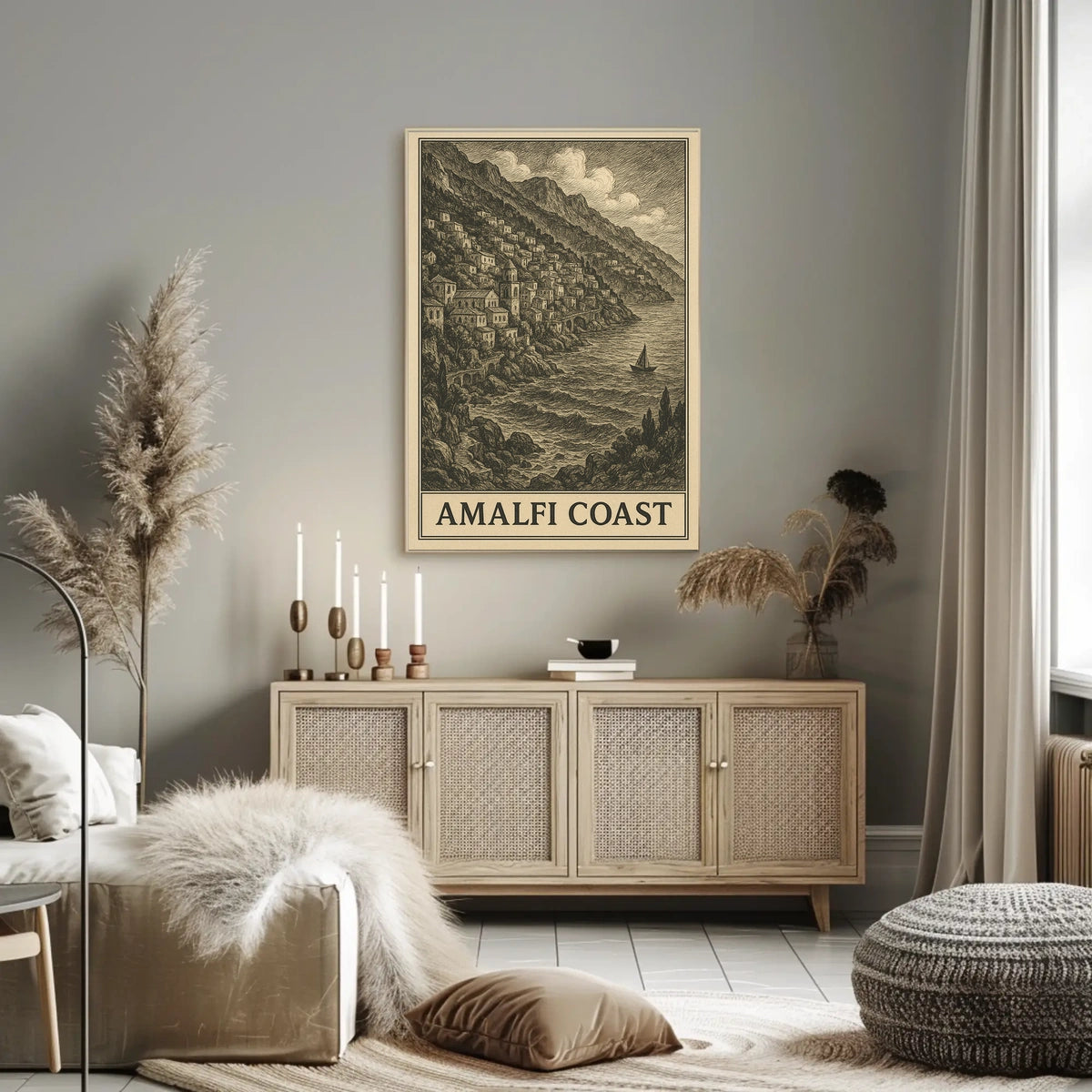 Amalfi Coast Poster Coastal Wall Art for Living Rooms