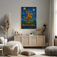 Cowboy Under Starry Sky Van Gogh Western Art Wild West Poster