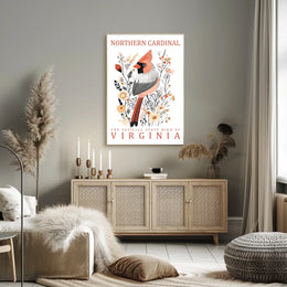 Northern Cardinal Virginia State Bird Art Poster