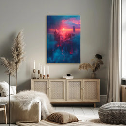 Futuristic Cityscape at Sunset - Urban or Cityscape Poster PosterGoat
