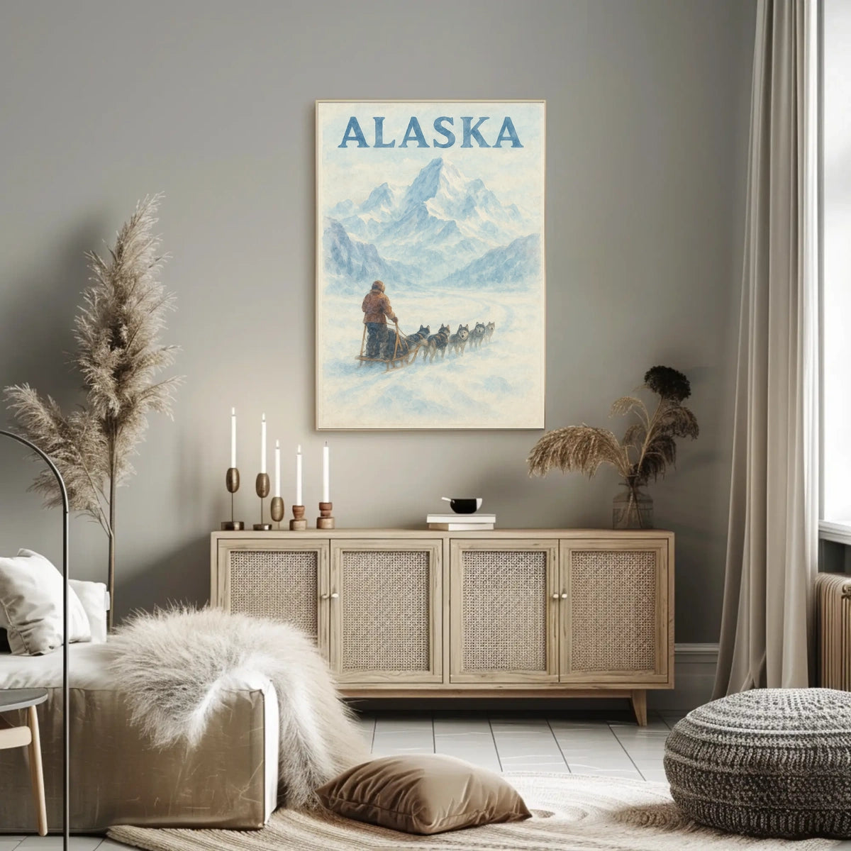 Alaska Dog Sledding Vintage Travel Poster