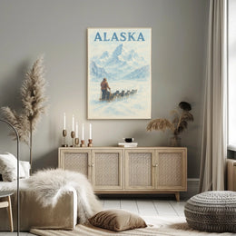 Alaska Dog Sledding Vintage Travel Poster