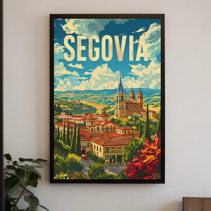 Segovia Cityscape Skyline and Architecture Travel Poster
