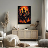 Inferno Groove Fiery Cyberpunk Trio Music Poster