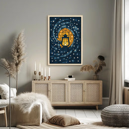 Lantern In The Night Sky Poster
