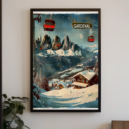 Val Gardena Italy Ski Resort Winter Travel Poster