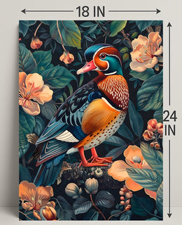 Vibrant Mandarin Duck William Morris Art Poster
