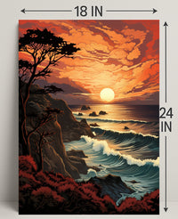 Sunset Over The Ocean Poster