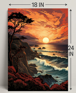 Sunset Over The Ocean Poster