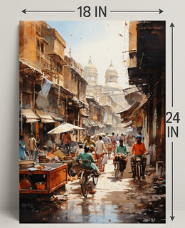 Bustling Market Street Poster