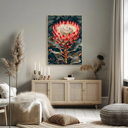 King Protea Botanical Art: Abstract or Artistic Poster